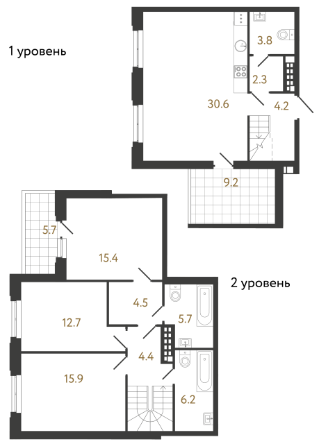 Трёхкомнатная квартира №55 в ЖК Коллекционер - 105.7 м²  - №2