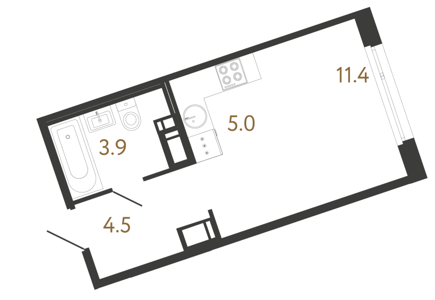 Студия №107 в ЖК Литера - 24.8 м²  - №2