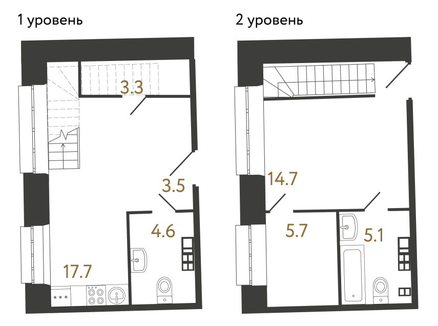 Однокомнатные апартаменты №82 в ЖК Светоч - 54.6 м²  - №2