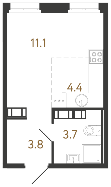 Студия №510 в ЖК Куинджи - 23 м²  - №2
