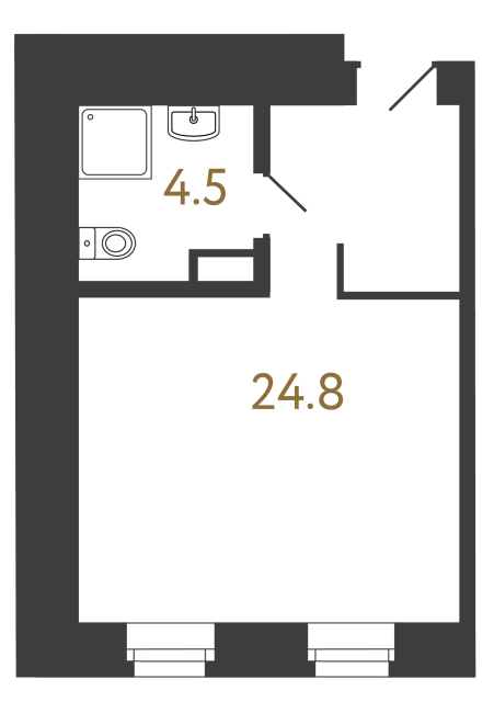 Однокомнатный номер №13 в ЖК Типография - 29.3 м²  - №2
