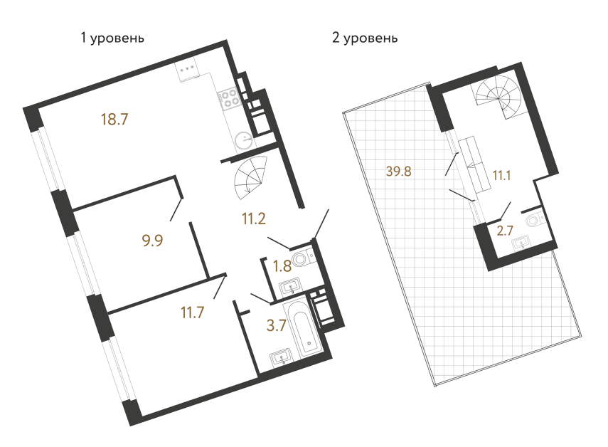 Двухкомнатная квартира №93 в ЖК Литера - 70.8 м²  - №2