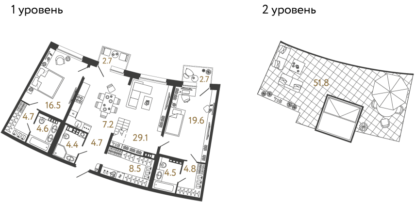 Двухкомнатная квартира №89 в ЖК Цвет Зеленогорска - 108.6 м²