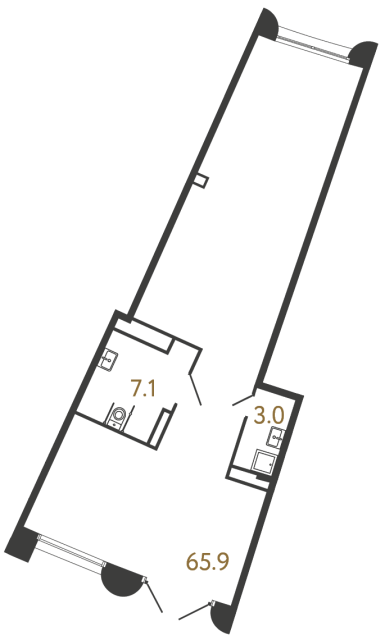 Коммерческое помещение №99 в ЖК Цвет Зеленогорска - 76 м²