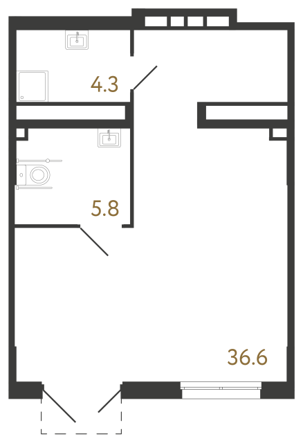 Коммерческое помещение №1168 в ЖК Струны 2 оч. - 46.7 м²