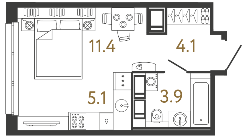 Студия №205 в ЖК Передвижники - 24.5 м²