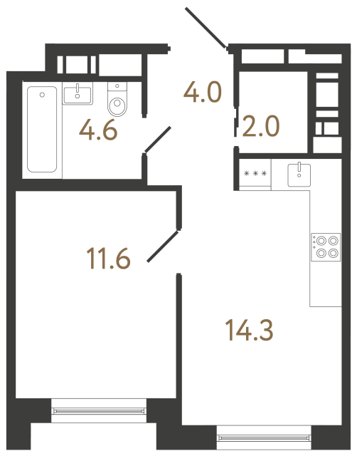 Однокомнатная квартира №385 в ЖК Передвижники 2 - 36.5 м²  - №2