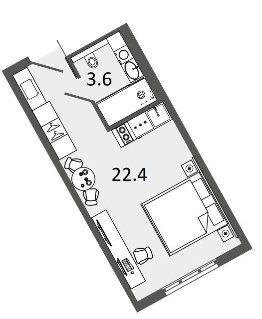 Апартаменты-студия №1222 в ЖК ARTSTUDIO M103 - 26 м²