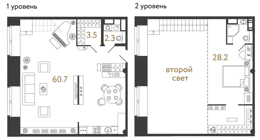Однокомнатные апартаменты №36 в ЖК Типография - 94.7 м²