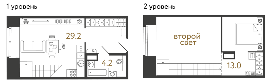 Однокомнатный номер №52 в ЖК Типография - 46.4 м²