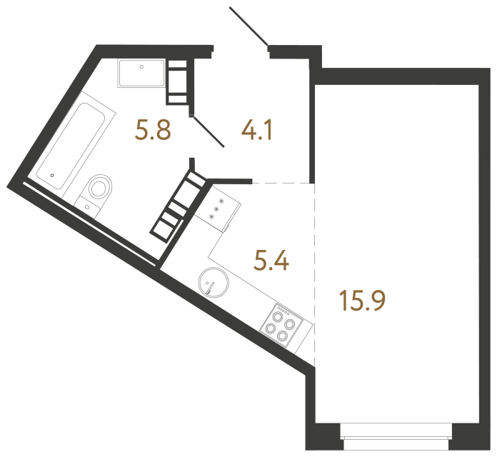 Студия №178 в ЖК Куинджи - 31.2 м²  - №2