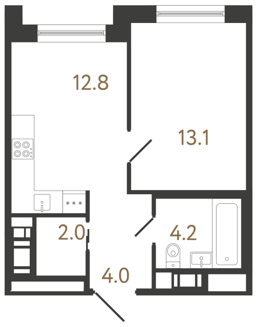 Однокомнатная квартира №276 в ЖК Передвижники 2 - 36.1 м²  - №2