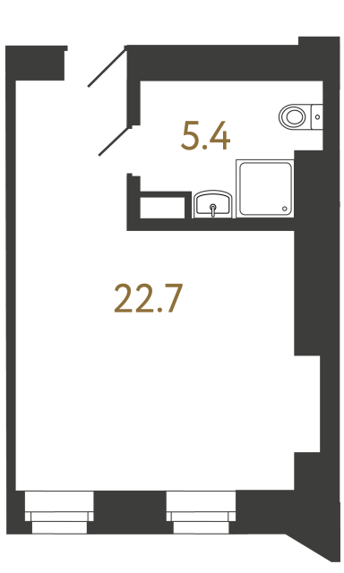 Однокомнатный номер №12 в ЖК Типография - 28.1 м²  - №2