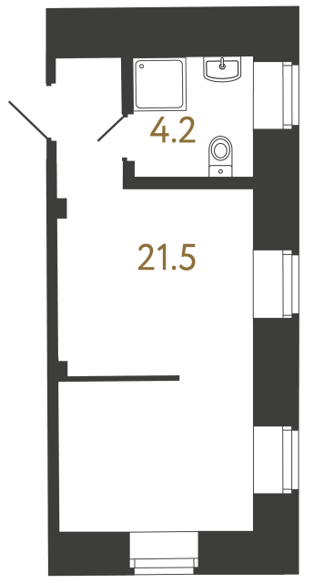 Однокомнатный номер №76 в ЖК Типография - 25.7 м²  - №2