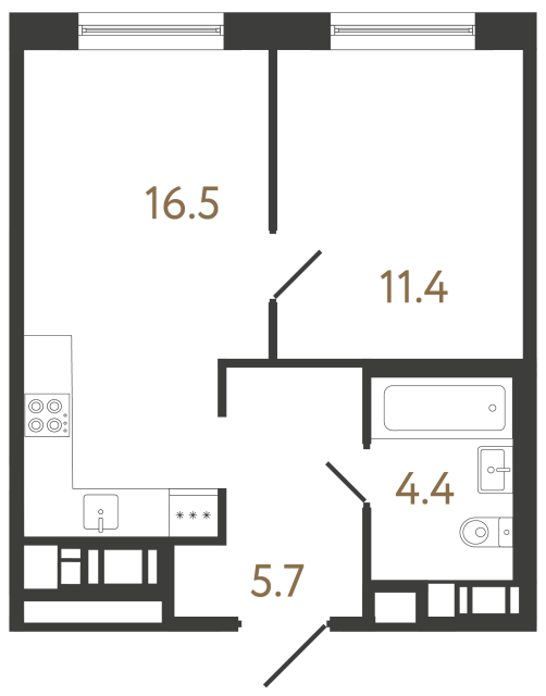 Однокомнатная квартира №73 в ЖК Передвижники 2 - 38 м²  - №2