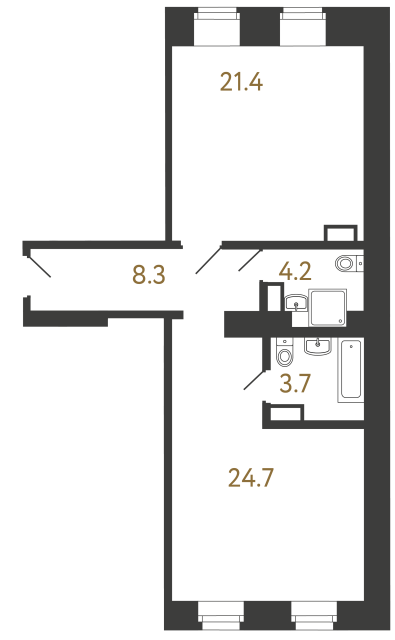 Однокомнатный номер №9 в ЖК Типография - 62.3 м²  - №2