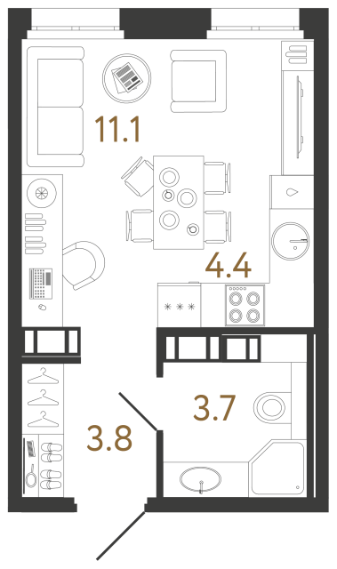 Студия №520 в ЖК Куинджи - 23 м²