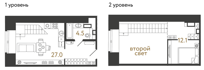 Однокомнатный номер №67 в ЖК Типография - 43.6 м²