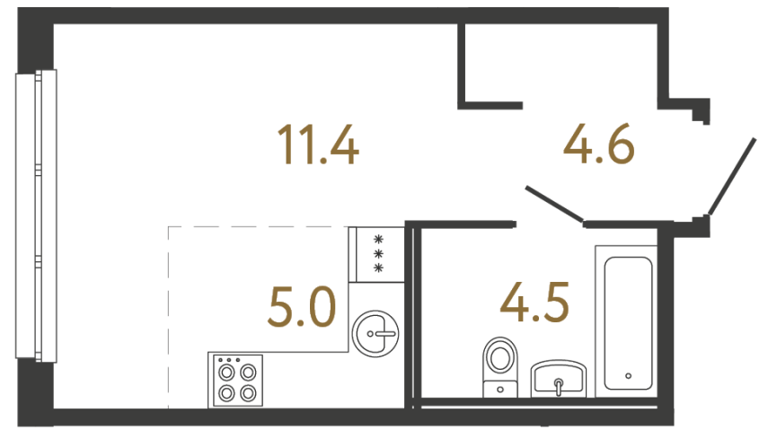 Студия №197 в ЖК Передвижники - 25.5 м²  - №2