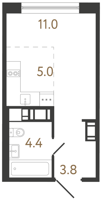 Студия №356 в ЖК Передвижники 2 - 24.2 м²  - №2