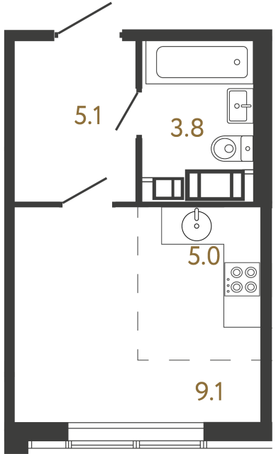 Студия №150 в ЖК Гений - 23 м²  - №2