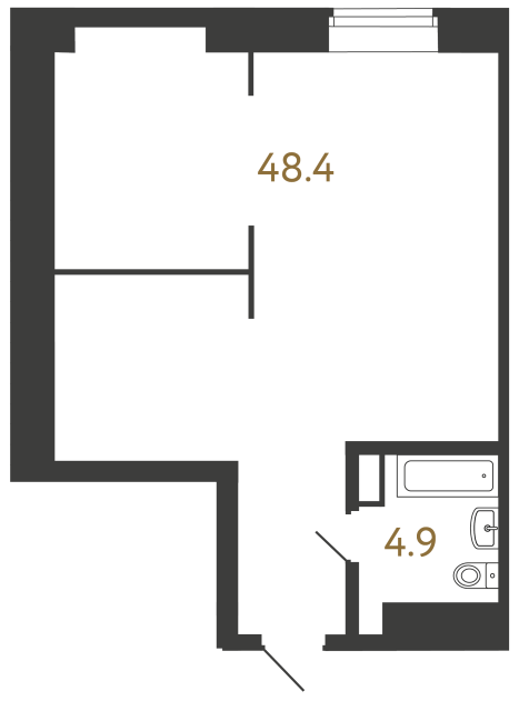 Однокомнатный номер №41 в ЖК Типография - 53.3 м²  - №2