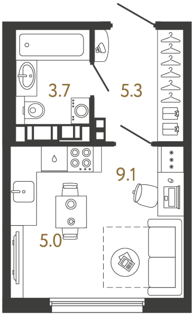 Студия №665 в ЖК Гений - 23.1 м²