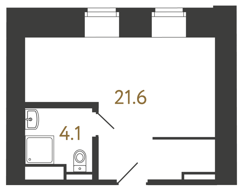 Однокомнатный номер №14 в ЖК Типография - 25.7 м²  - №2