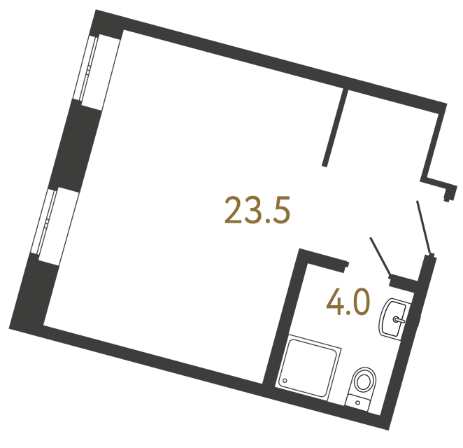 Апартаменты-студия №120 в ЖК Типография - 27.5 м²  - №2