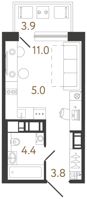 Студия №323 в ЖК Передвижники 2 - 24.2 м²