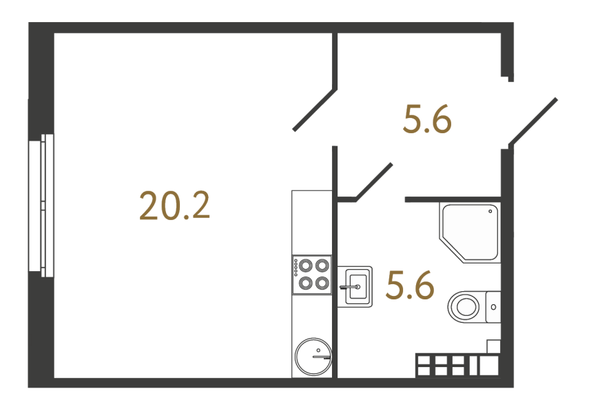 Студия №77 в ЖК Миръ - 31.4 м²  - №2