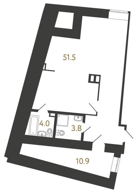 Однокомнатный номер №159 в ЖК Типография - 70.2 м²  - №2