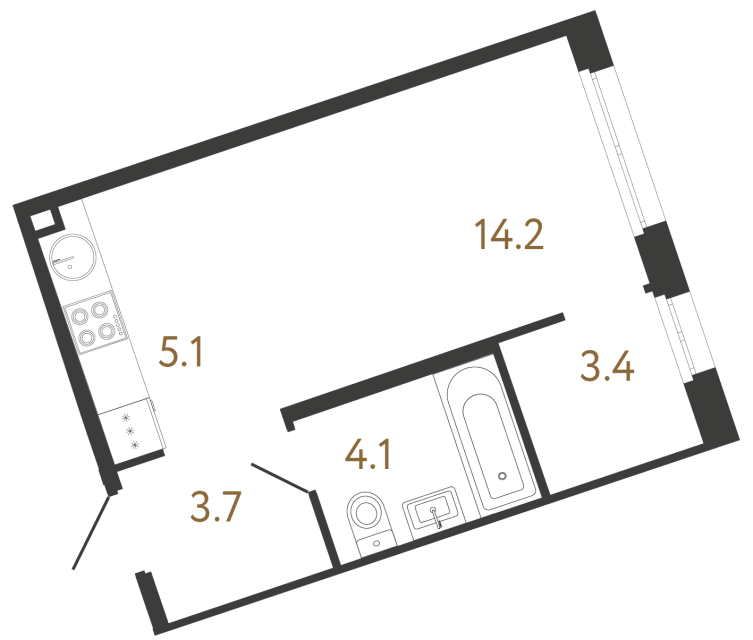Студия №129 в ЖК Литера - 30.5 м²  - №2