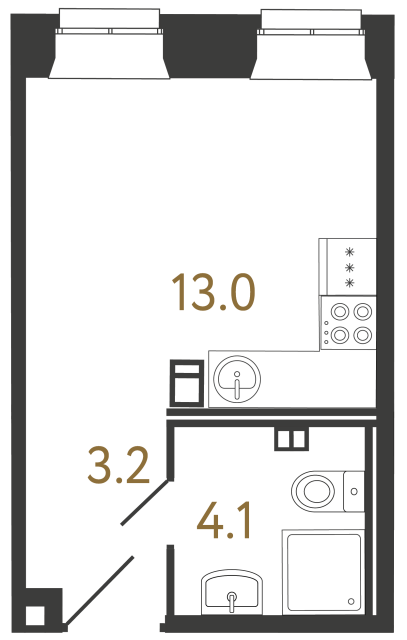 Апартаменты-студия №19 в ЖК Светоч - 20.3 м²  - №2