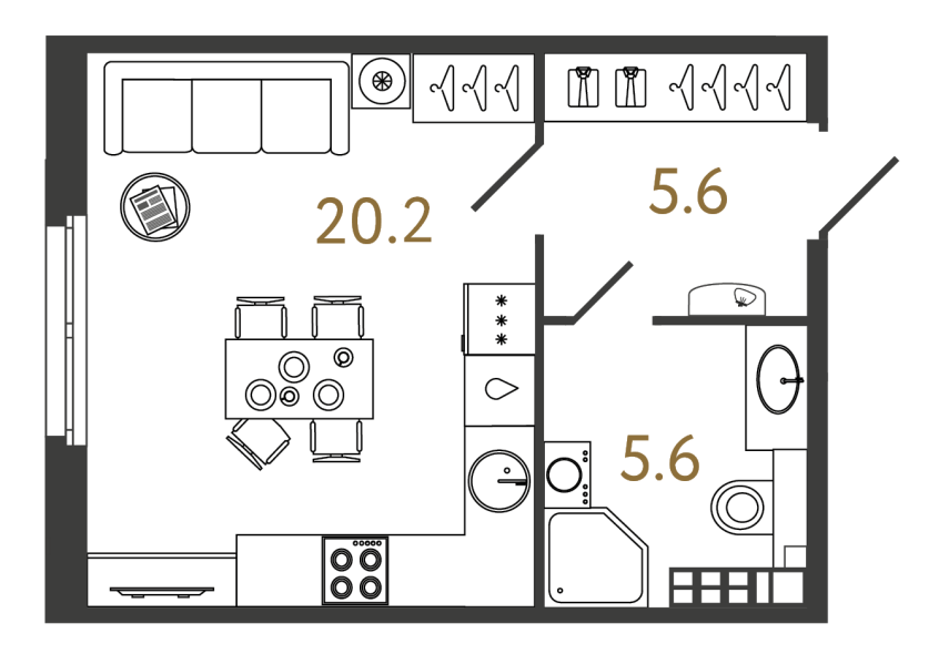 Студия №77 в ЖК Миръ - 31.4 м²