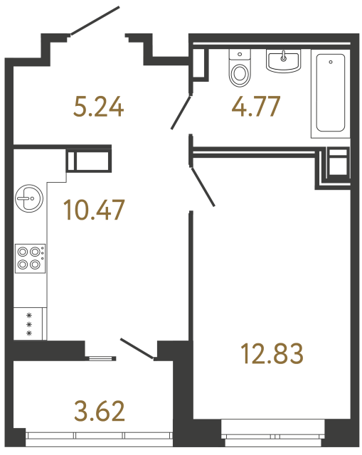 Однокомнатная квартира №154 в ЖК Ultra City 3 - 33.31 м²  - №2