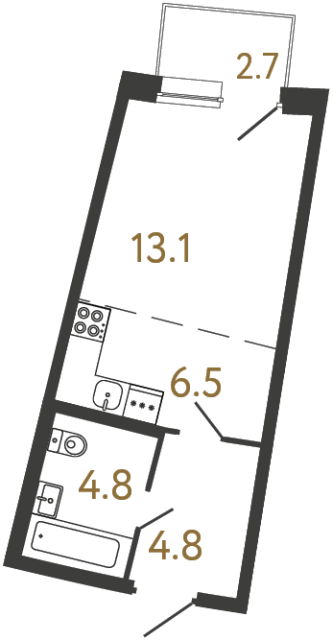 Студия №73 в ЖК Цвет Зеленогорска - 29.2 м²  - №2