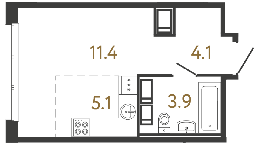 Студия №261 в ЖК Передвижники - 24.5 м²  - №2