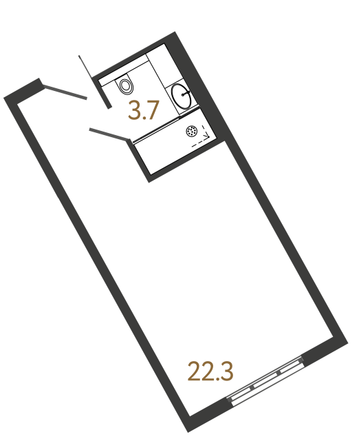 Апартаменты-студия №426 в ЖК ARTSTUDIO M103 - 26 м²  - №2