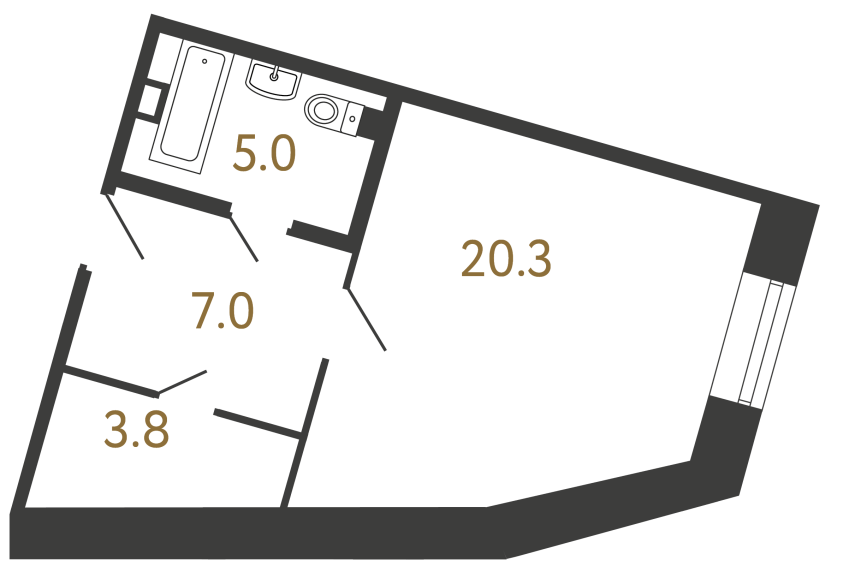 Однокомнатный номер №139 в ЖК Типография - 36.1 м²  - №2