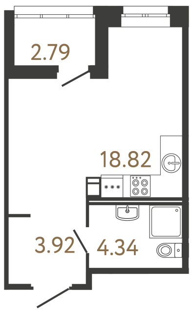 Студия №574 в ЖК Ultra City 3 - 27.08 м²  - №2