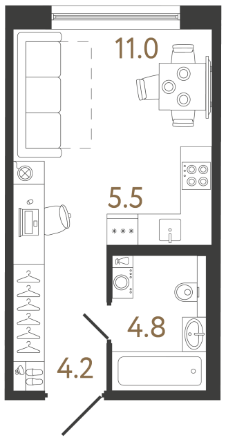 Студия №10 в ЖК Передвижники 2 - 25.5 м²