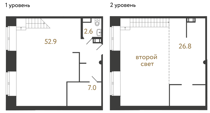 Однокомнатные апартаменты №35 в ЖК Типография - 89.3 м²  - №2
