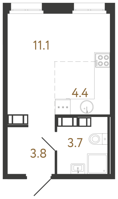 Студия №520 в ЖК Куинджи - 23 м²  - №2
