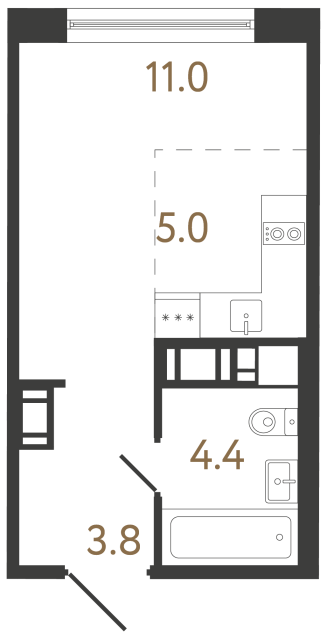 Студия №358 в ЖК Передвижники 2 - 24.2 м²  - №2