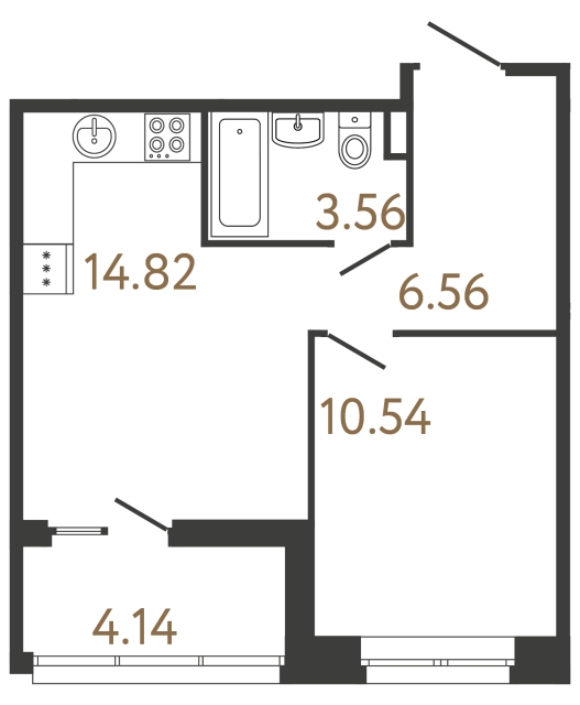 Однокомнатная квартира №548 в ЖК Ultra City 3 - 35.48 м²  - №2