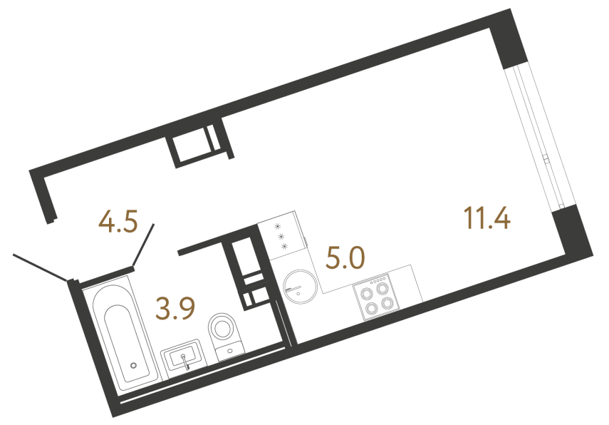 Студия №114 в ЖК Литера - 24.8 м²  - №2