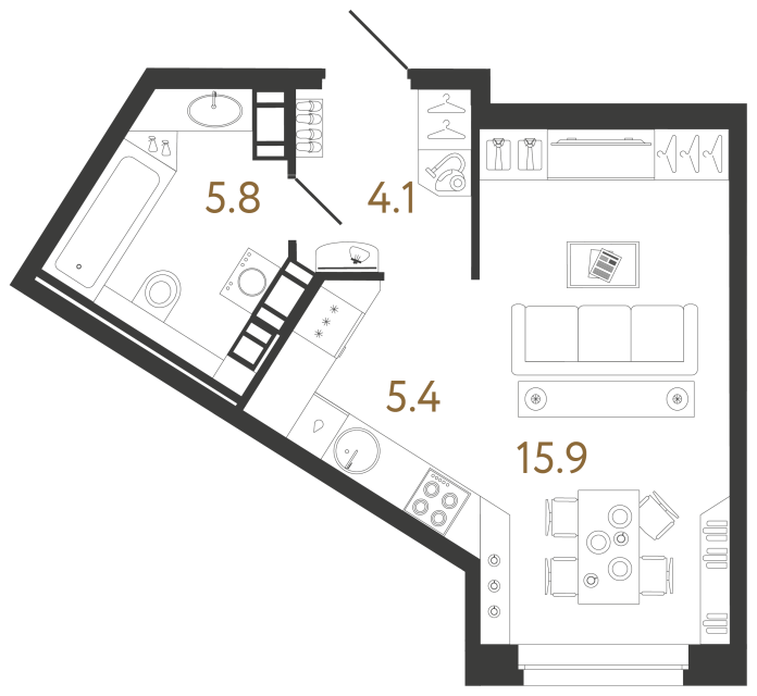 Студия №178 в ЖК Куинджи - 31.2 м²