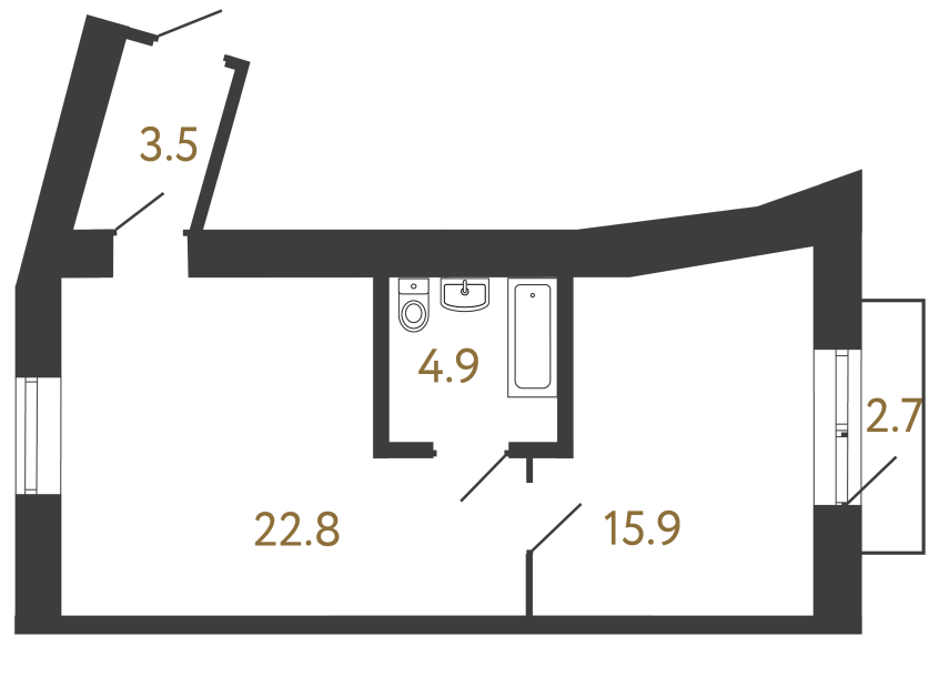 Однокомнатный номер №145 в ЖК Типография - 49.8 м²  - №2