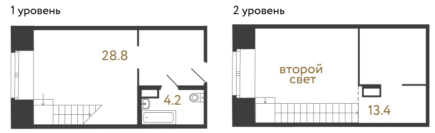 Однокомнатные апартаменты №66 в ЖК Типография - 46.4 м²  - №2